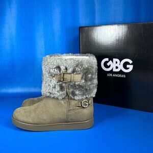 GBG Los Angeles Aleya Women's Faux Fur Winter Boots - Med. Green - 5 - NIB